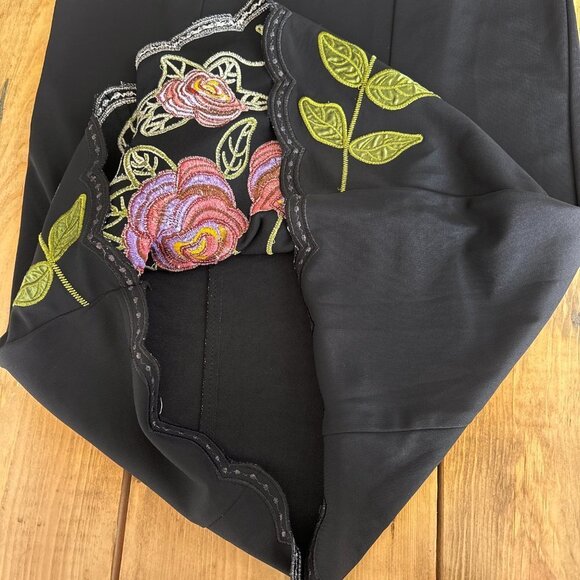Lafeikaili Embroidered Floral Skirt Black Stretch 33 - Picture 4 of 6